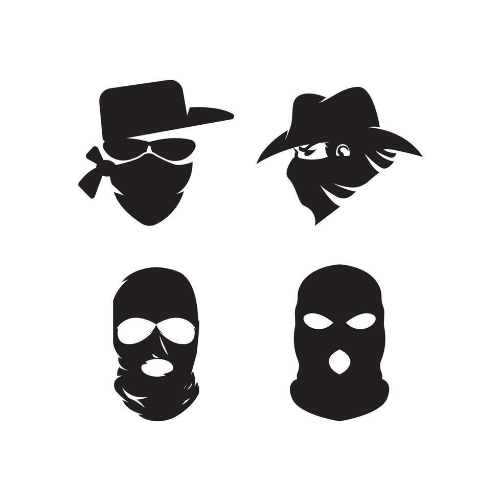 kriminell mask och bandit ikon, logotyp vektor design