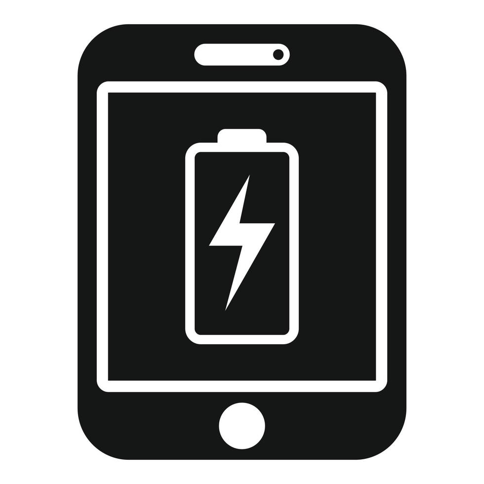 Tablet-Batterie kaputtes Symbol einfacher Vektor. Service-Bildschirm vektor