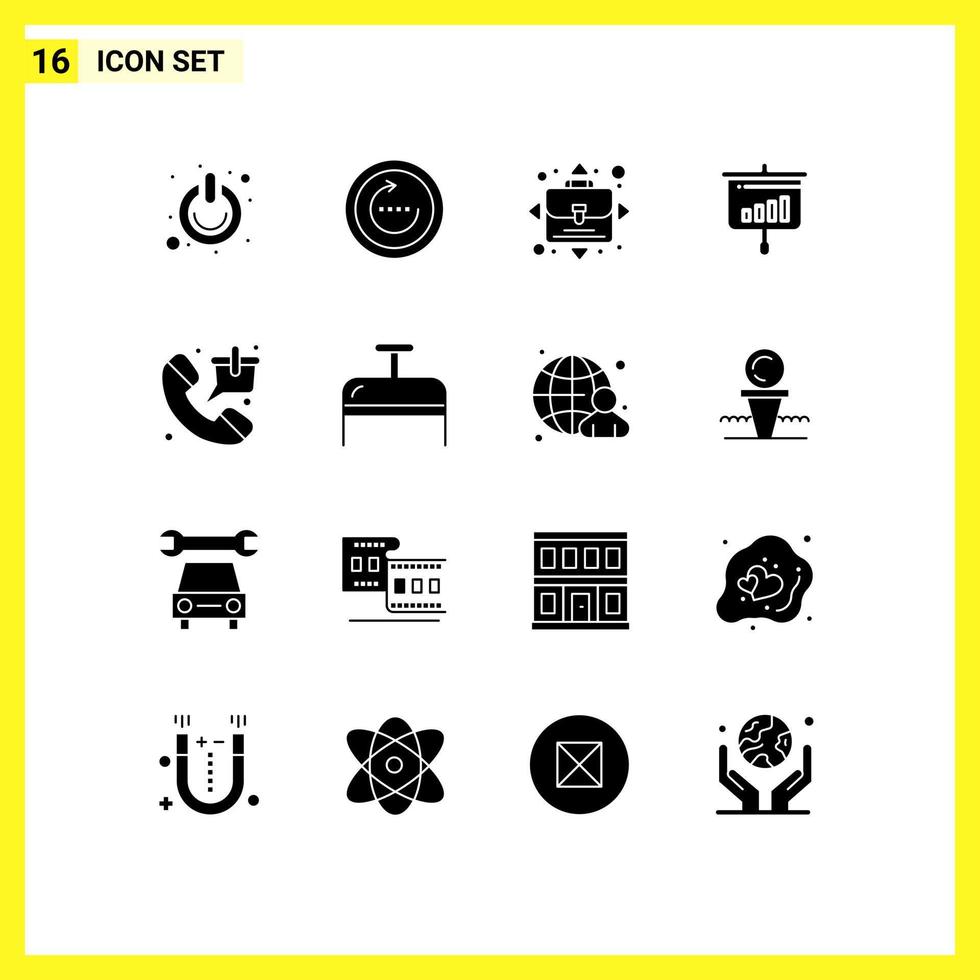 satz von 16 modernen ui-symbolen symbole zeichen für diagramm verkäufe synchronisation präsentation person editierbare vektordesignelemente vektor