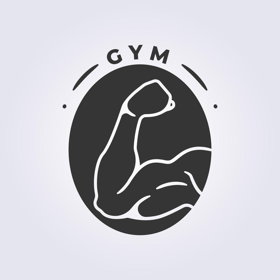 Ausschnitt Muskel Fitnessstudio Fitness Logo Vektor Umriss Illustration Design Ernährung Protein Symbol Logo