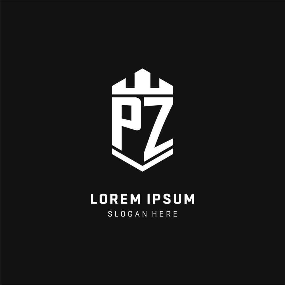 pz monogram logotyp första med krona och skydda vakt form stil vektor