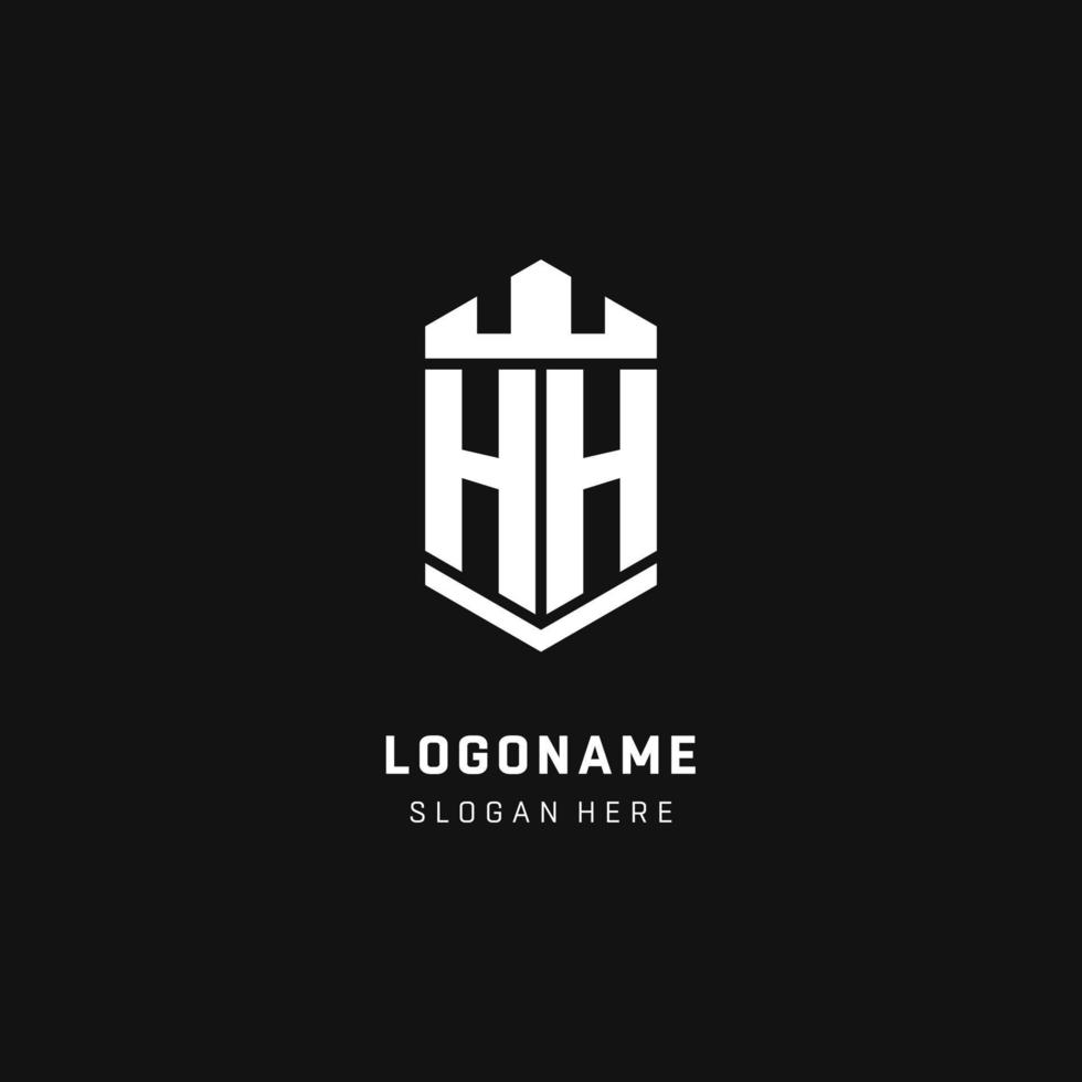 hh-Monogramm-Logo-Initiale mit Kronen- und Schildschutzform vektor