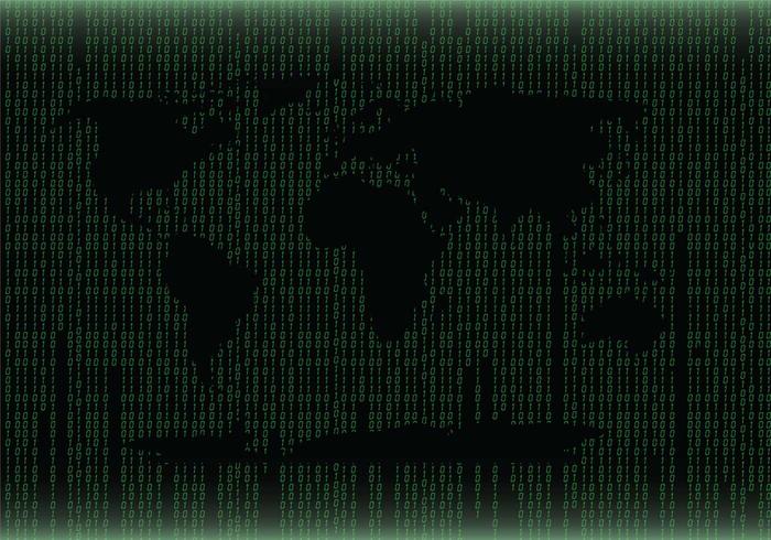 Grön världskarta Matrix Bakgrund Vector