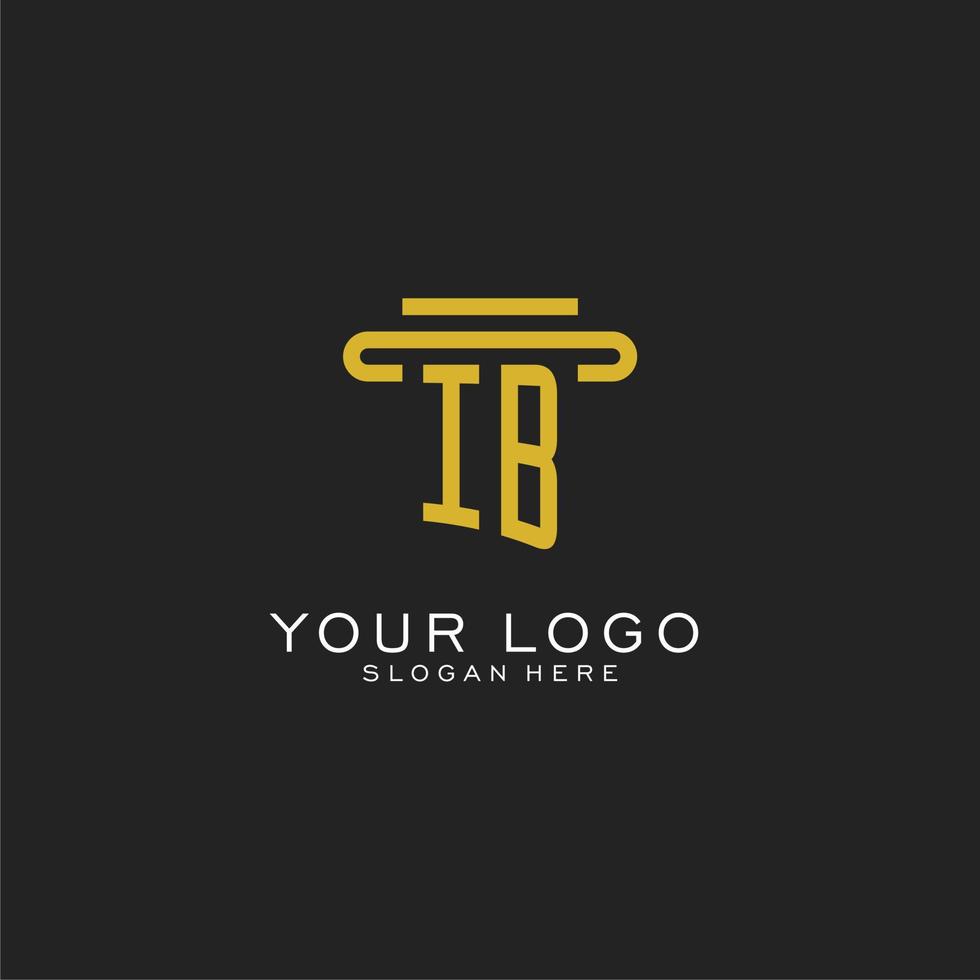 ib första logotyp med enkel pelare stil design vektor