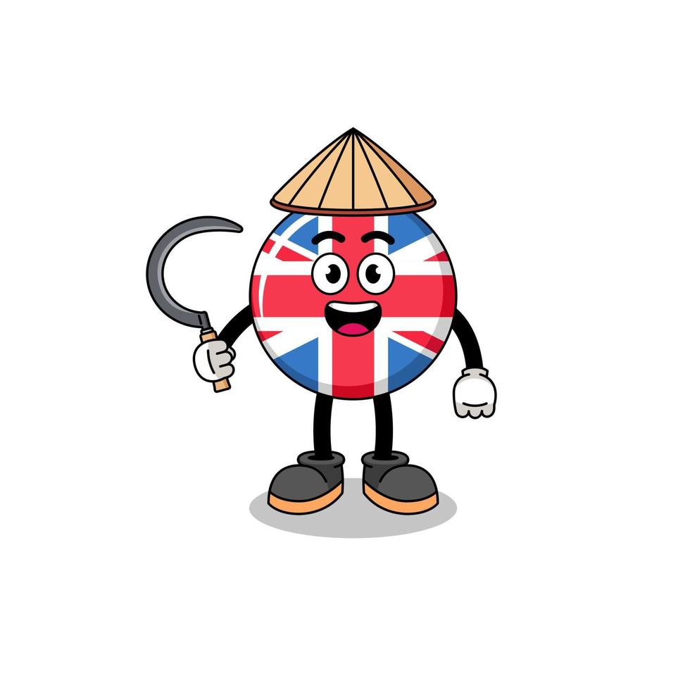 Illustration der Flagge des Vereinigten Königreichs als asiatischer Bauer vektor