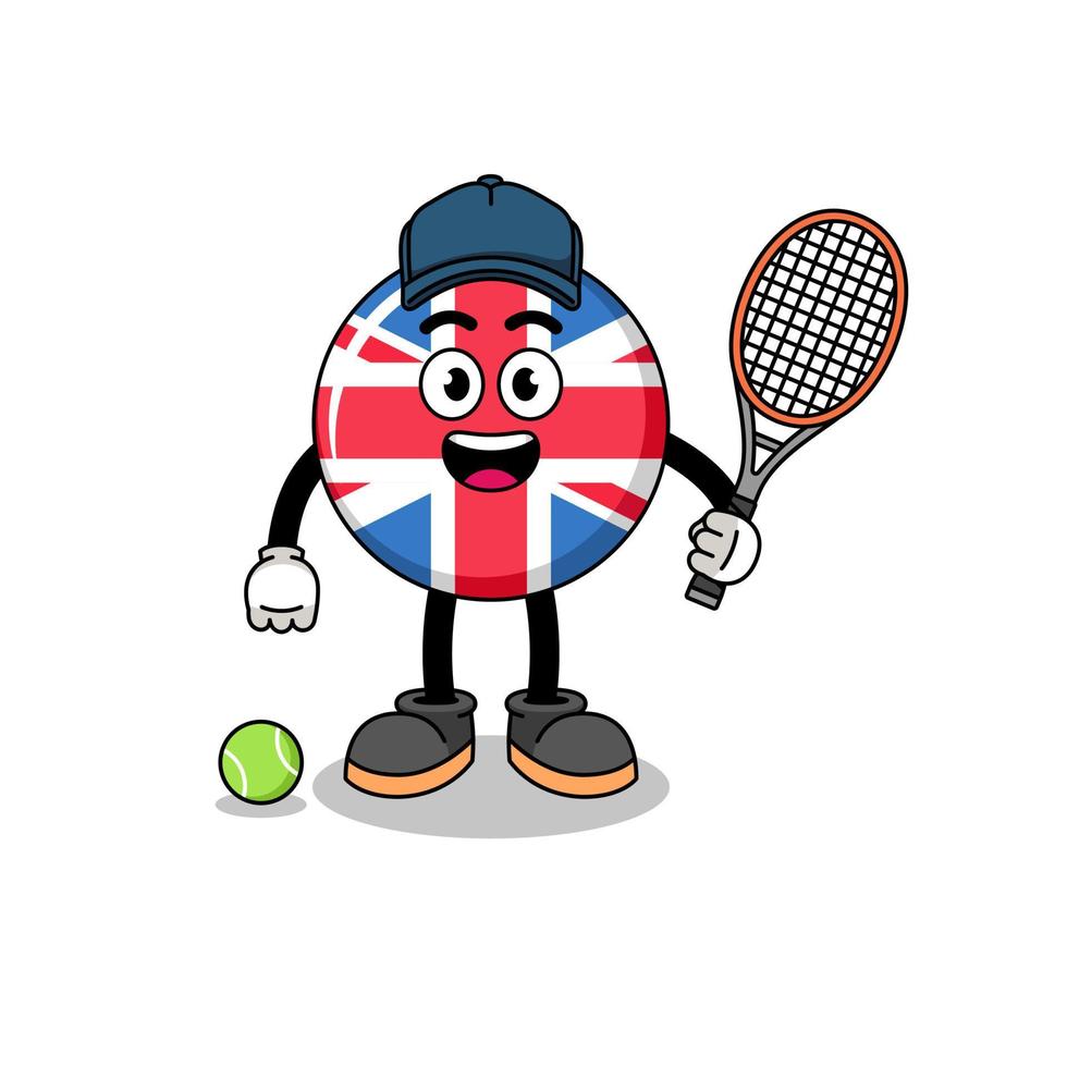 Flaggenillustration des Vereinigten Königreichs als Tennisspieler vektor