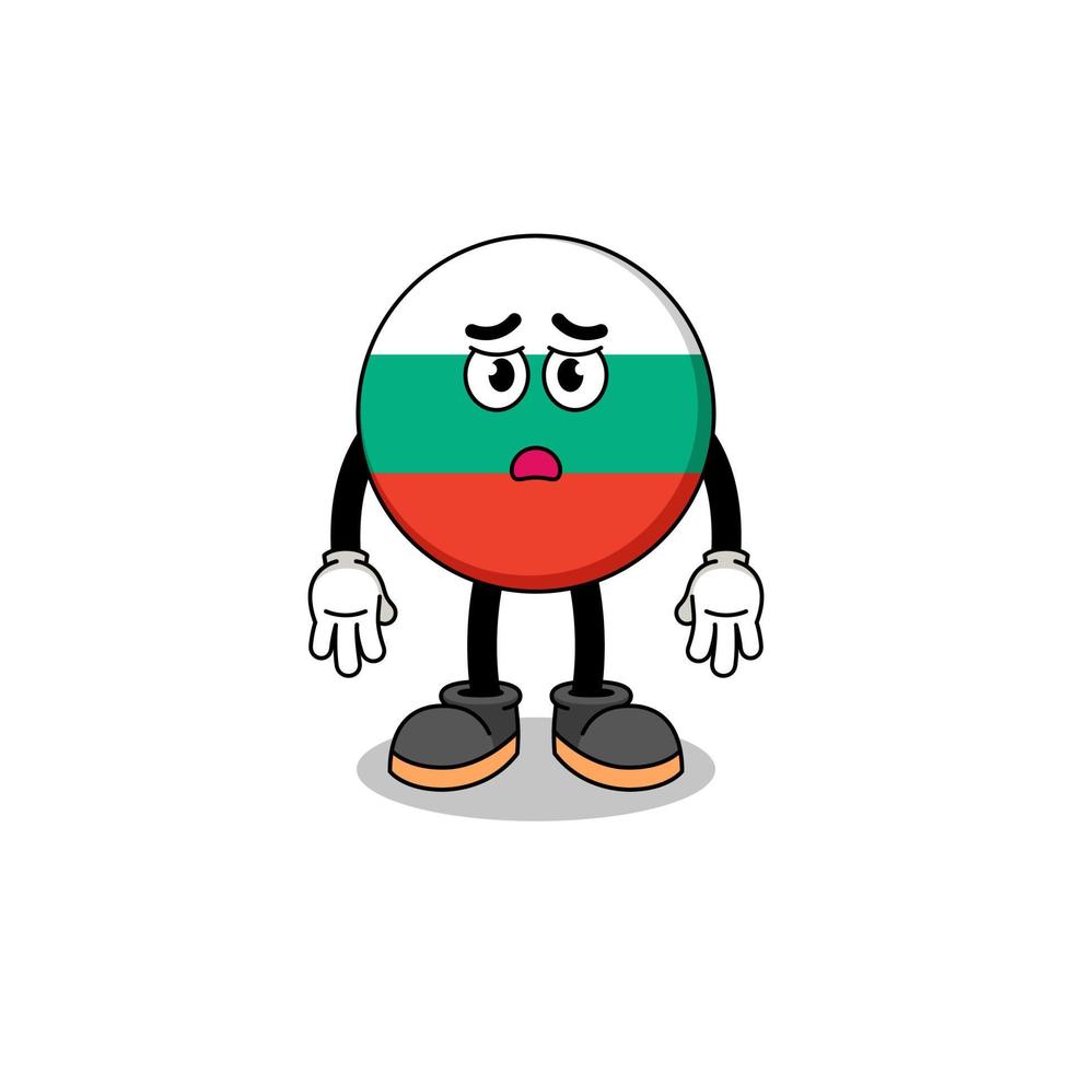 bulgarien flagga tecknad serie illustration med ledsen ansikte vektor