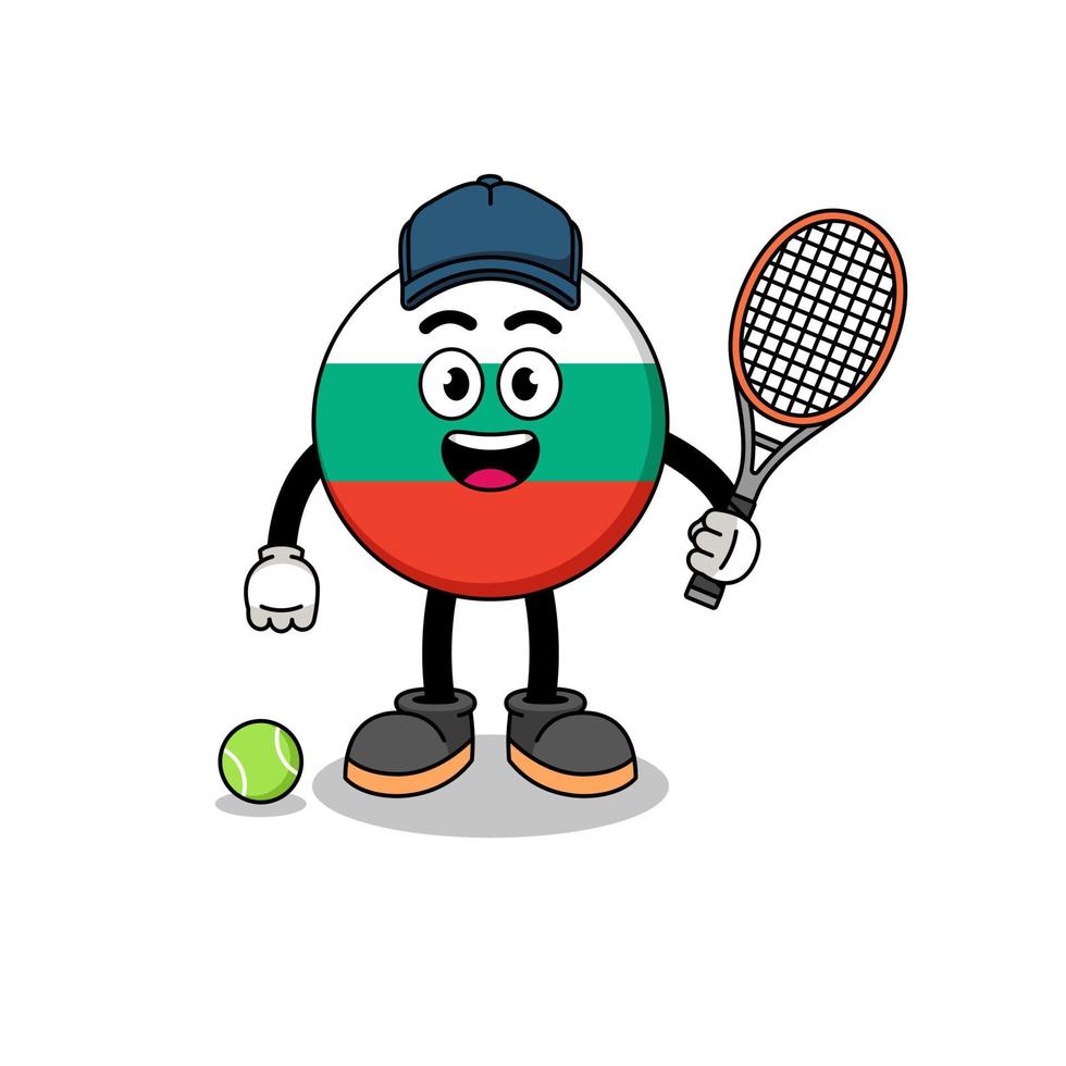 bulgarien-flaggenillustration als tennisspieler vektor