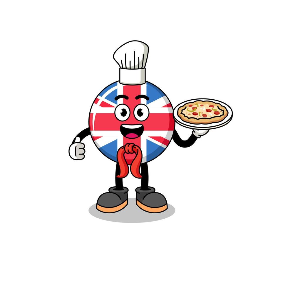 Illustration der Flagge des Vereinigten Königreichs als italienischer Koch vektor