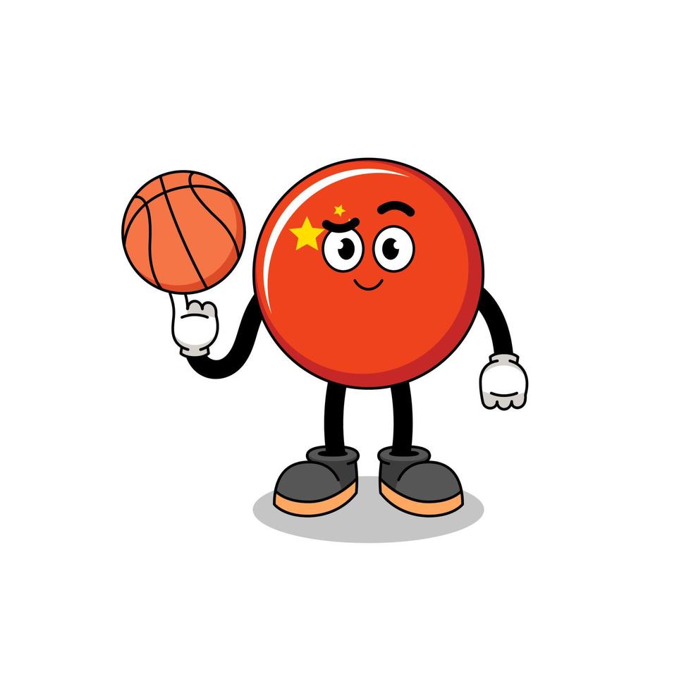 Kina flagga illustration som en basketboll spelare vektor