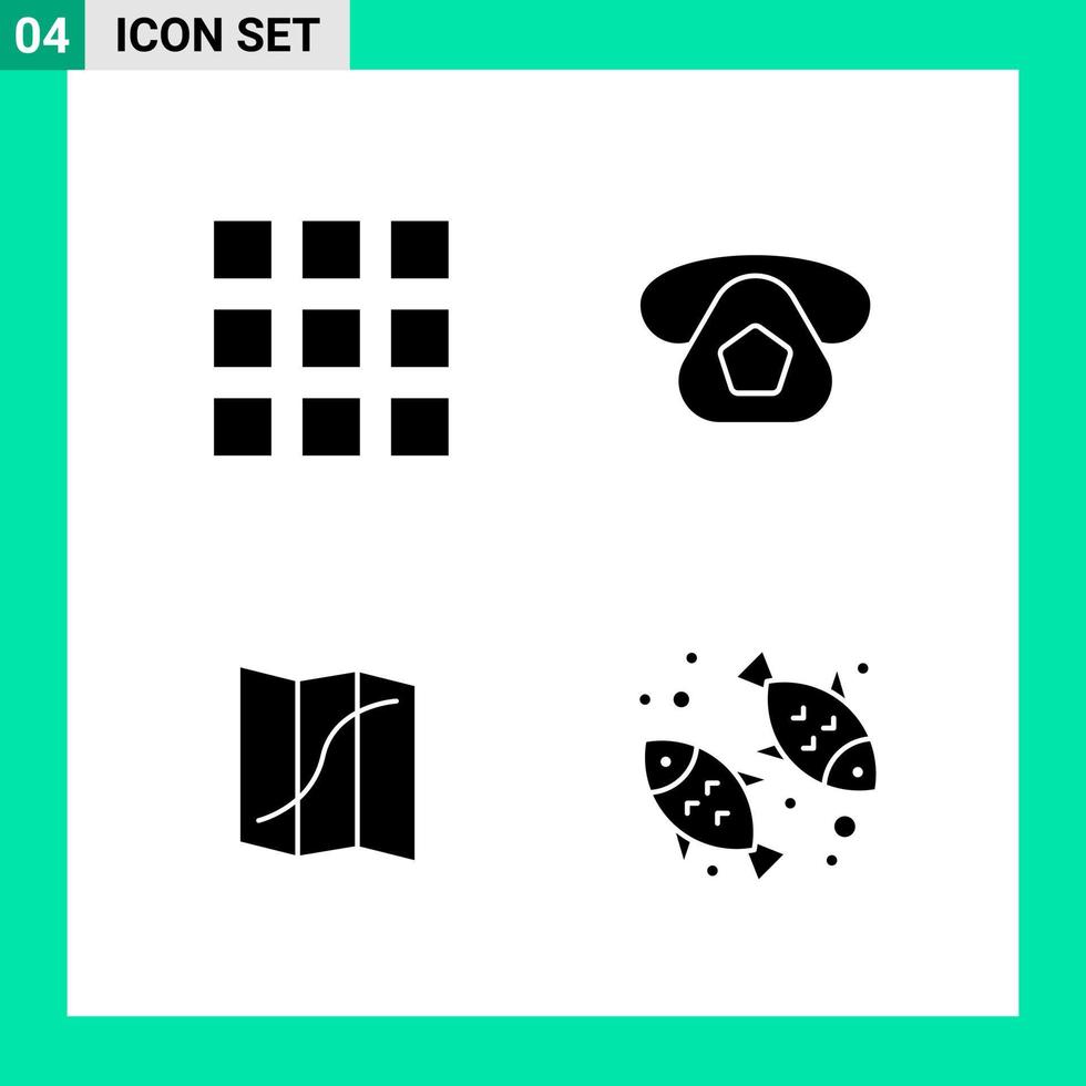 packa av 4 fast stil ikon uppsättning glyf symboler för skriva ut kreativ tecken isolerat på vit bakgrund 4 ikon uppsättning kreativ svart ikon vektor bakgrund