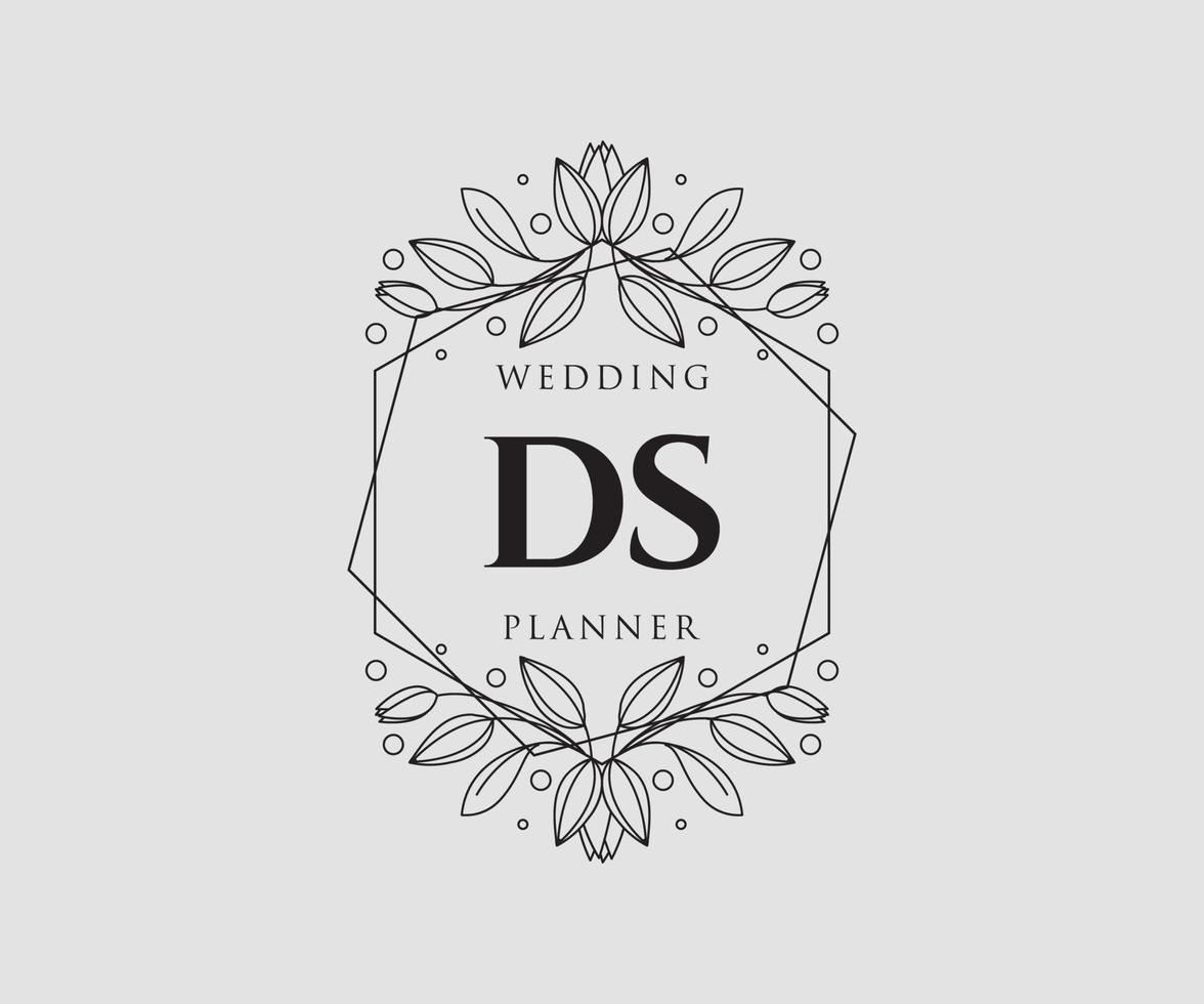 ds initialen brief hochzeitsmonogramm logos sammlung, handgezeichnete moderne minimalistische und florale vorlagen für einladungskarten, save the date, elegante identität für restaurant, boutique, café im vektor