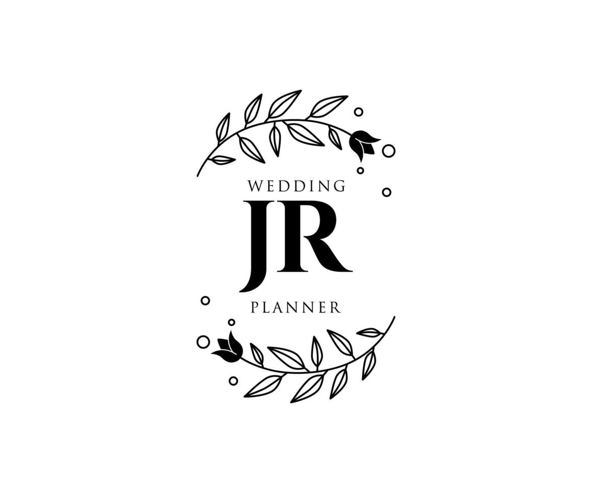 jr initialer brev bröllop monogram logotyper samling, hand dragen modern minimalistisk och blommig mallar för inbjudan kort, spara de datum, elegant identitet för restaurang, boutique, Kafé i vektor