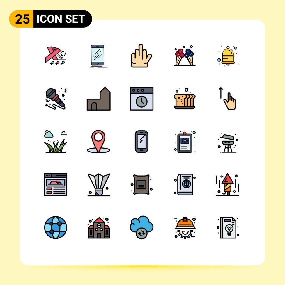 25 tematiska vektor fylld linje platt färger och redigerbar symboler av underrättelse amerikan telefon grädde glass redigerbar vektor design element