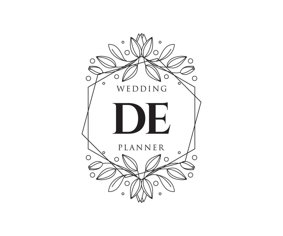 de initials brief hochzeitsmonogramm logos sammlung, handgezeichnete moderne minimalistische und florale vorlagen für einladungskarten, save the date, elegante identität für restaurant, boutique, café im vektor