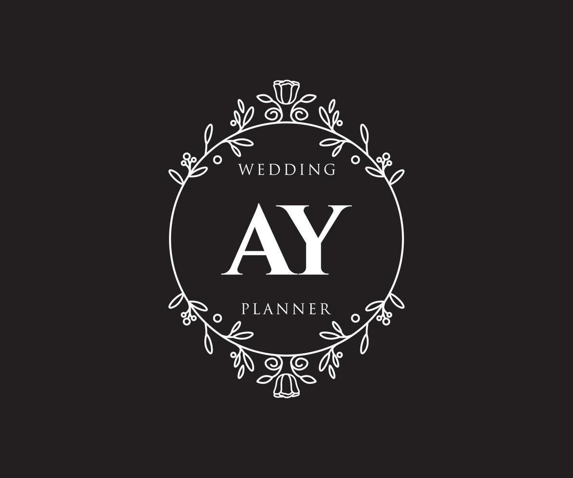 ay initialer brev bröllop monogram logotyper samling, hand dragen modern minimalistisk och blommig mallar för inbjudan kort, spara de datum, elegant identitet för restaurang, boutique, Kafé i vektor