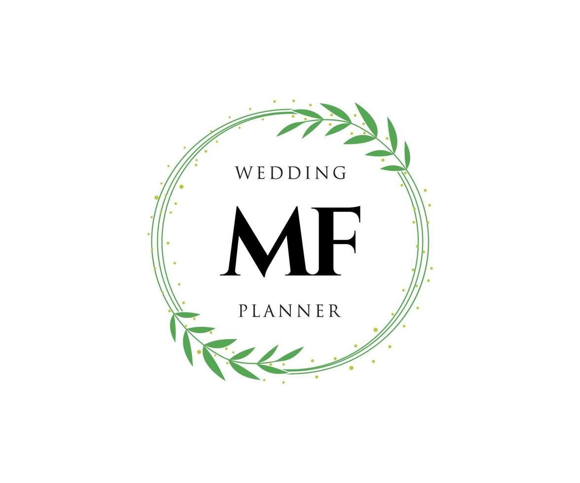 mf initialen brief hochzeitsmonogramm logos sammlung, handgezeichnete moderne minimalistische und florale vorlagen für einladungskarten, save the date, elegante identität für restaurant, boutique, café im vektor