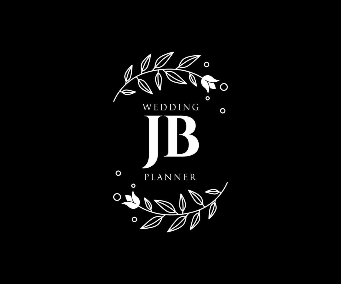 jb initialen brief hochzeitsmonogramm logos sammlung, handgezeichnete moderne minimalistische und florale vorlagen für einladungskarten, save the date, elegante identität für restaurant, boutique, café im vektor