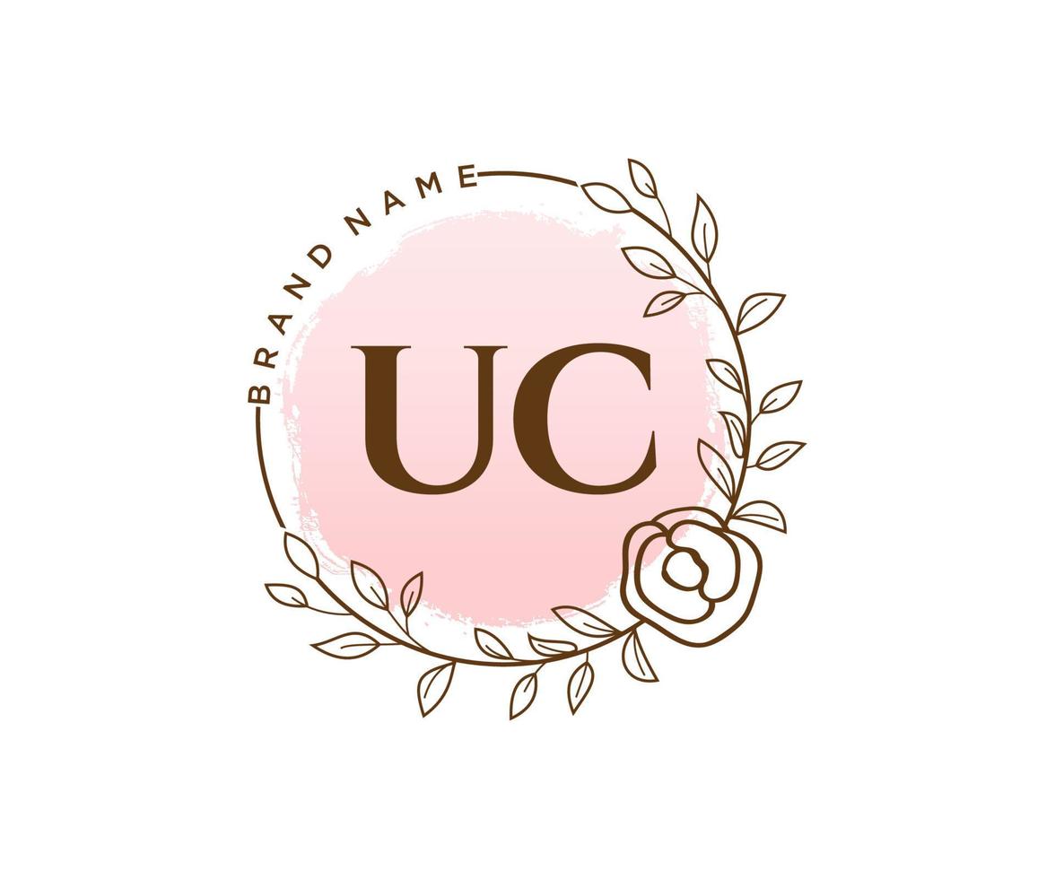 anfängliches uc feminines logo. verwendbar für Natur-, Salon-, Spa-, Kosmetik- und Schönheitslogos. flaches Vektor-Logo-Design-Vorlagenelement. vektor