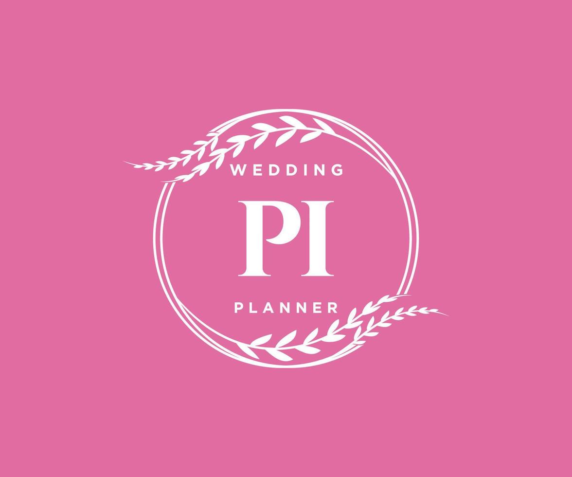 pi initialen brief hochzeitsmonogramm logos sammlung, handgezeichnete moderne minimalistische und florale vorlagen für einladungskarten, save the date, elegante identität für restaurant, boutique, café im vektor