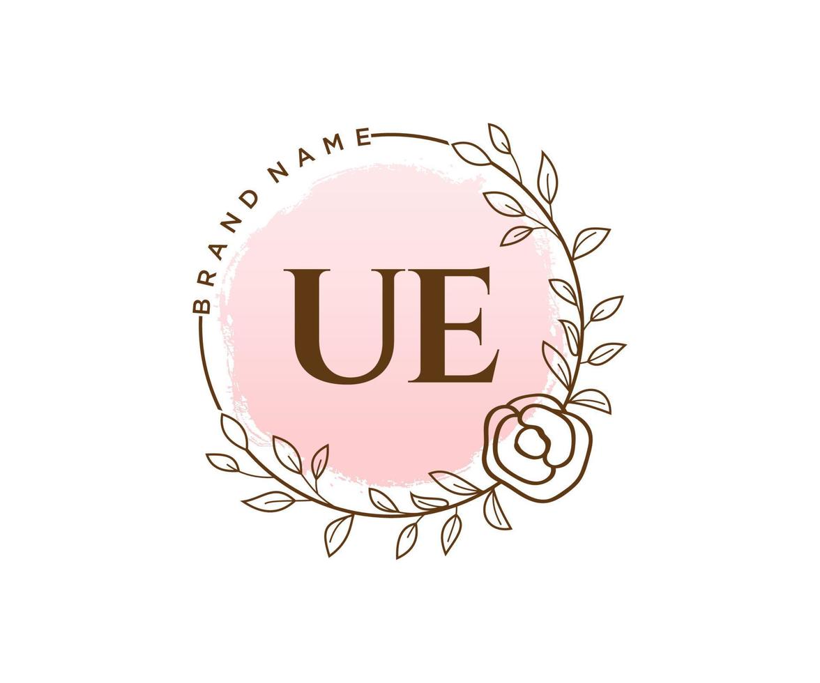 anfängliches feminines ue-logo. verwendbar für Natur-, Salon-, Spa-, Kosmetik- und Schönheitslogos. flaches Vektor-Logo-Design-Vorlagenelement. vektor