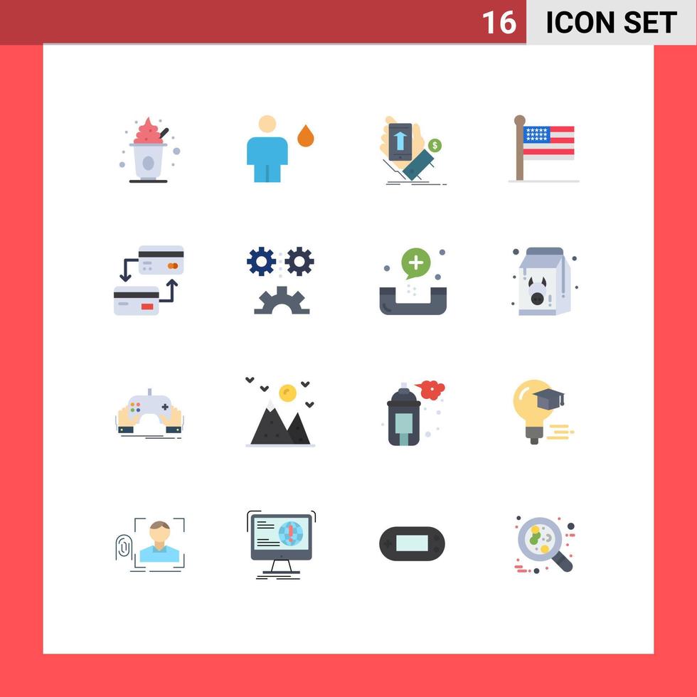 stock vektor ikon packa av 16 linje tecken och symboler för USA stater mänsklig flagga smartphone redigerbar packa av kreativ vektor design element