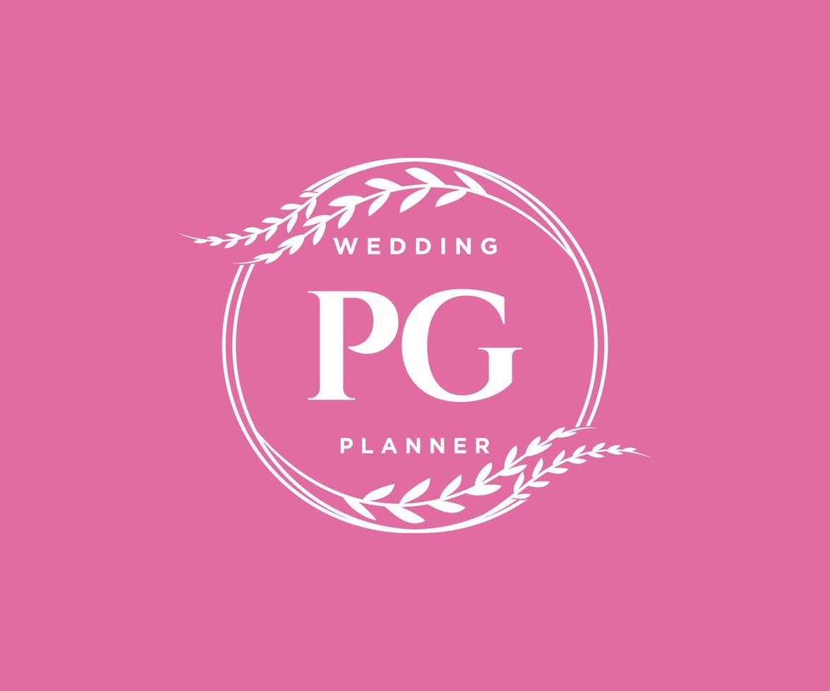 pg initialen brief hochzeitsmonogramm logos sammlung, handgezeichnete moderne minimalistische und florale vorlagen für einladungskarten, save the date, elegante identität für restaurant, boutique, café im vektor