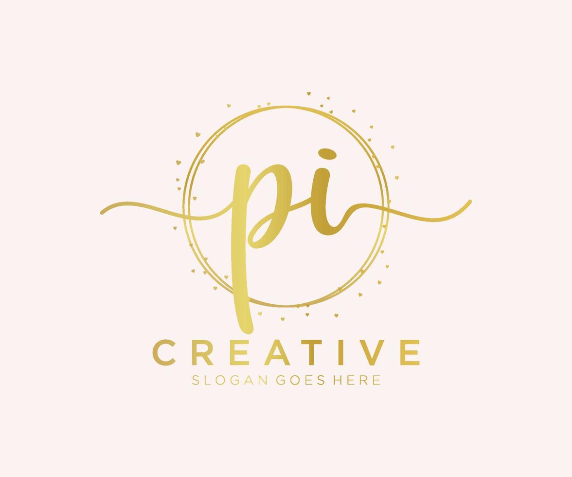 första pi feminin logotyp. användbar för natur, salong, spa, kosmetisk och skönhet logotyper. platt vektor logotyp design mall element.