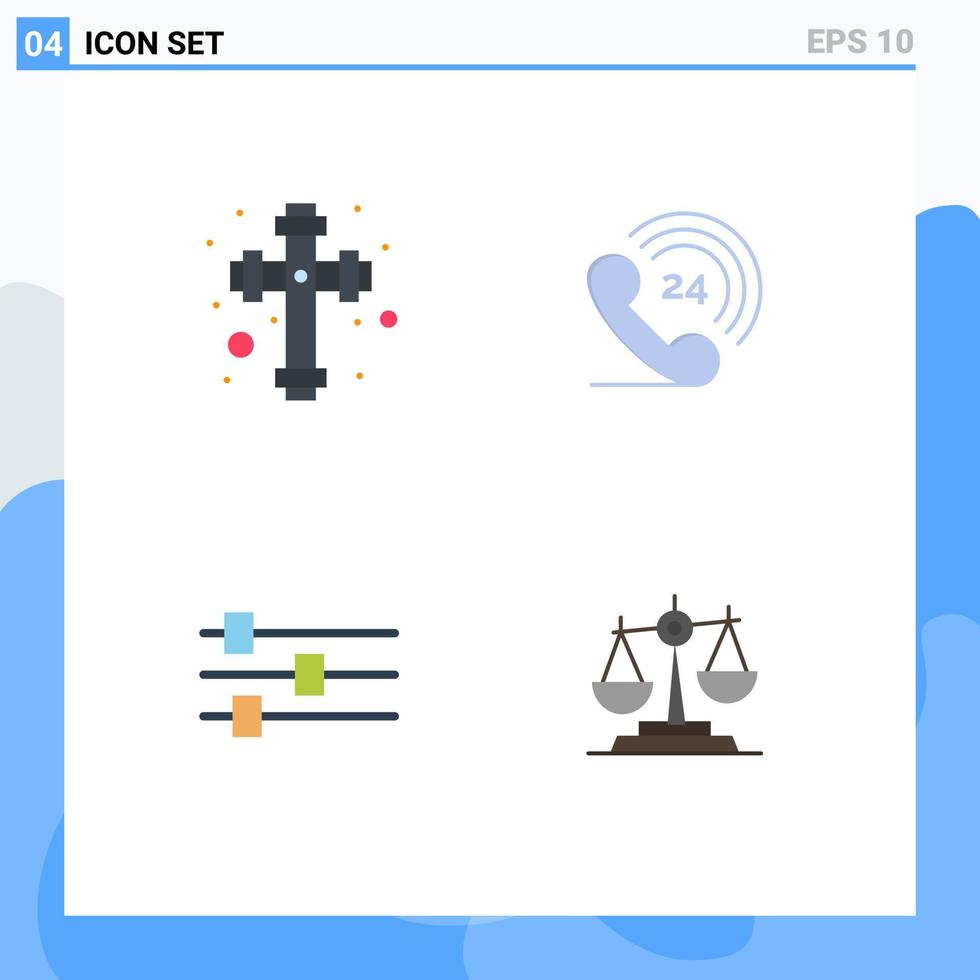 modern uppsättning av 4 platt ikoner och symboler sådan som firande verktyg telefon domstol redigerbar vektor design element