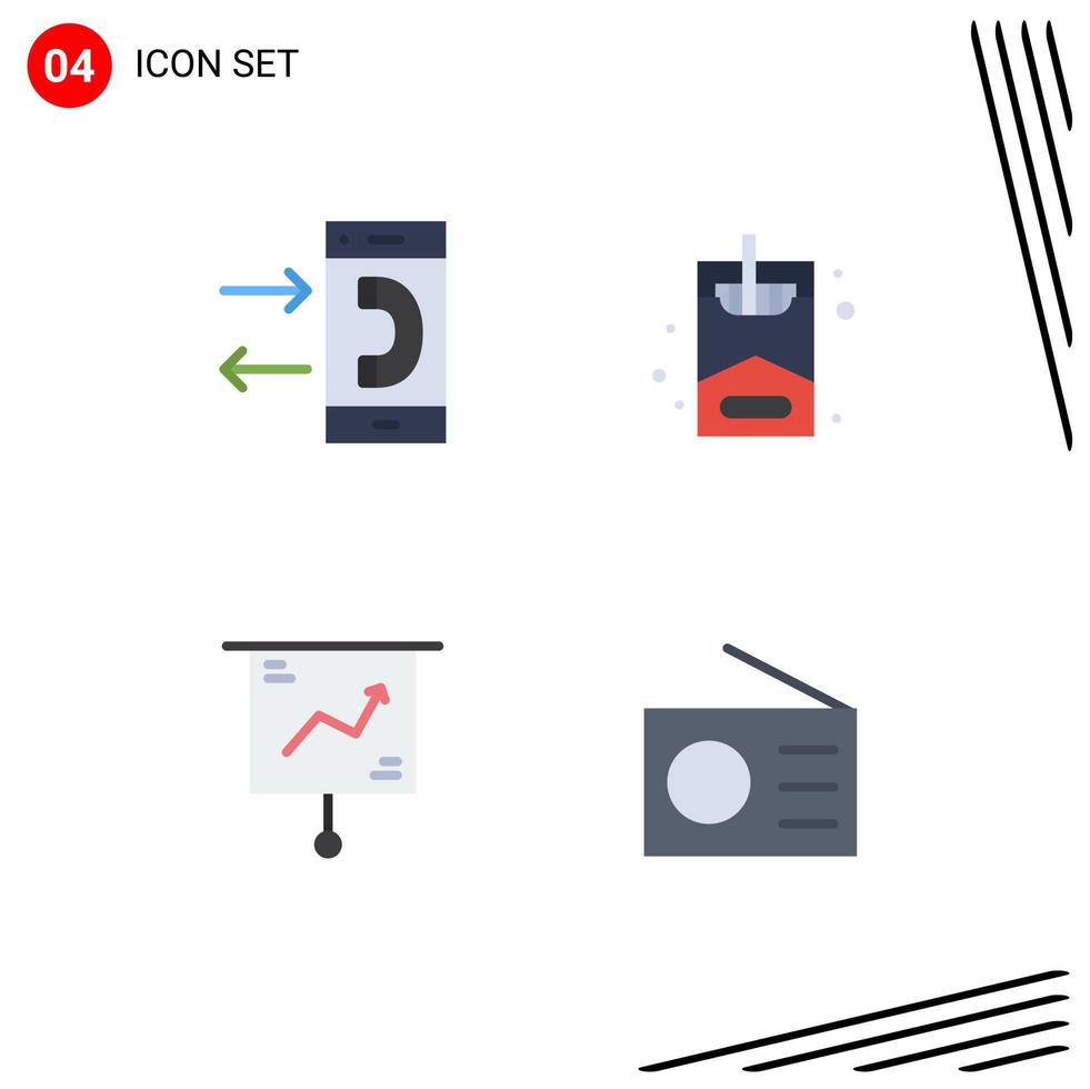 mobil gränssnitt platt ikon uppsättning av 4 piktogram av ring upp Diagram konversation hobbies marknadsföring redigerbar vektor design element