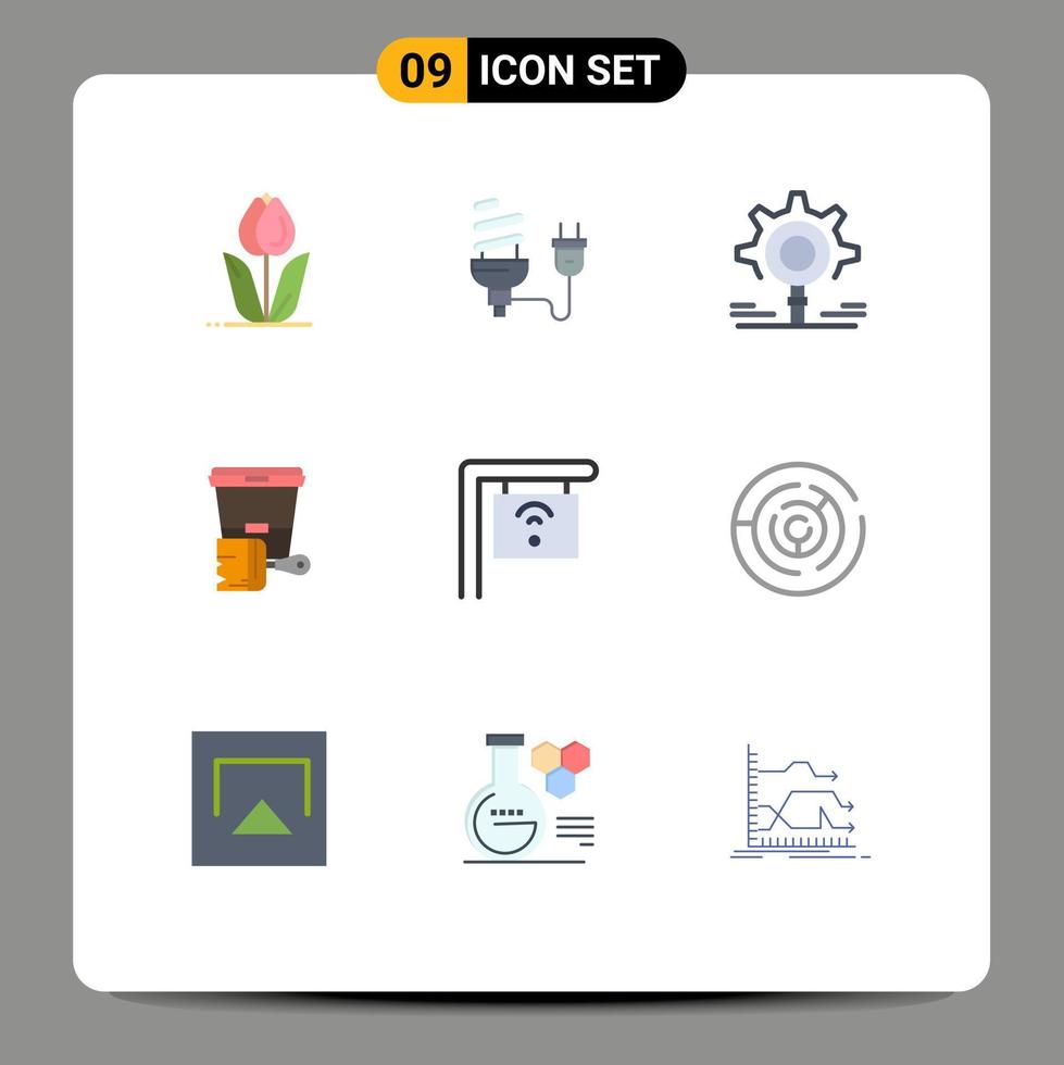 mobil gränssnitt platt Färg uppsättning av 9 piktogram av Färg måla energi miljö forskning redigerbar vektor design element