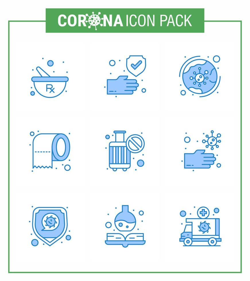 covid19 skydd coronavirus hängande 9 blå ikon uppsättning sådan som förbjuda vävnad över hela världen papper infektion viral coronavirus 2019 nov sjukdom vektor design element