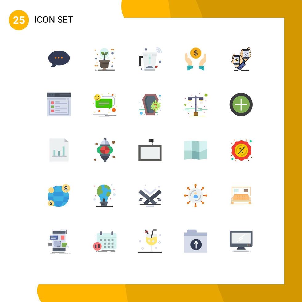25 platt Färg begrepp för webbplatser mobil och appar medvetenhet pengar blandare finansiera försäkring internet redigerbar vektor design element