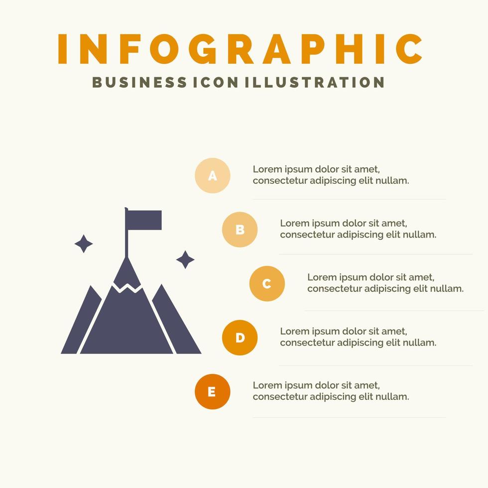 berg flagga användare gränssnitt fast ikon infographics 5 steg presentation bakgrund vektor