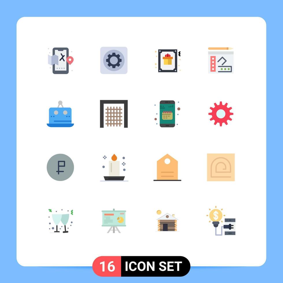 16 användare gränssnitt platt Färg packa av modern tecken och symboler av författare anteckningsbok verktyg bok gåva redigerbar packa av kreativ vektor design element
