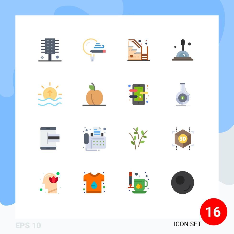 uppsättning av 16 modern ui ikoner symboler tecken för djup Sök Sök skola fast egendom trappa redigerbar packa av kreativ vektor design element