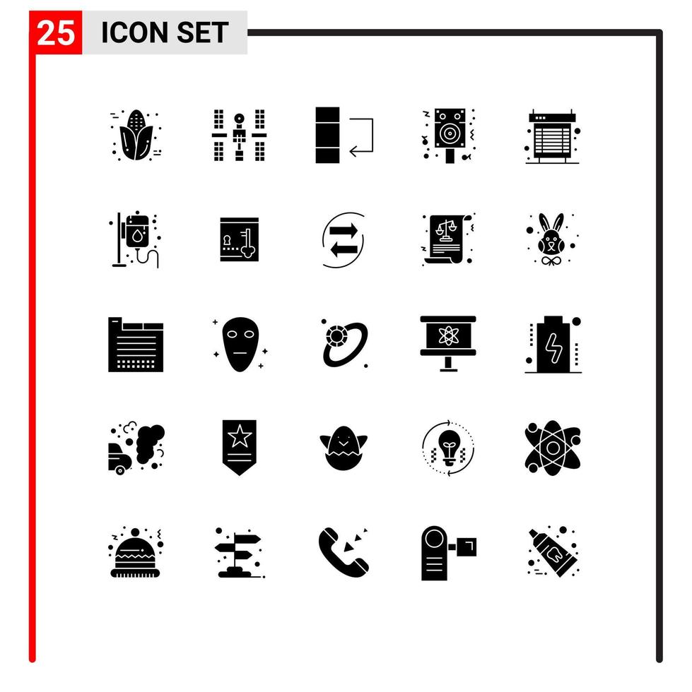 universelle Symbolsymbole Gruppe von 25 modernen soliden Glyphen von kühlenden Party-Weltraum-Nachtlautsprechern editierbare Vektordesign-Elemente vektor