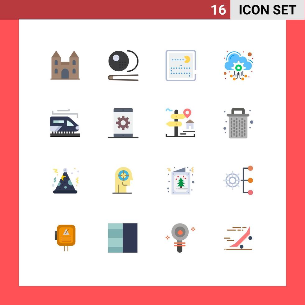 universell ikon symboler grupp av 16 modern platt färger av transport tjänster konkurrens värd server moln redigerbar packa av kreativ vektor design element