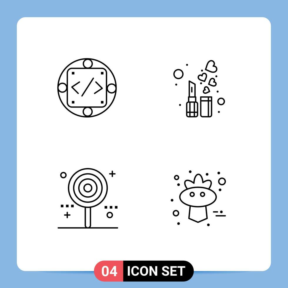4 kreative Symbole, moderne Zeichen und Symbole des Code-Süßigkeiten-Managements, kosmetischer Urlaub, bearbeitbare Vektordesign-Elemente vektor