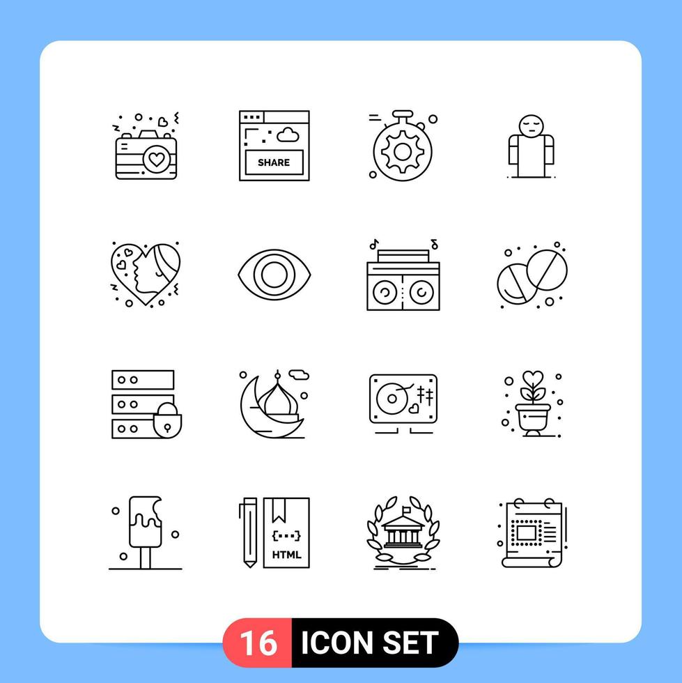 16 universell översikt tecken symboler av flicka emojis server person händer redigerbar vektor design element
