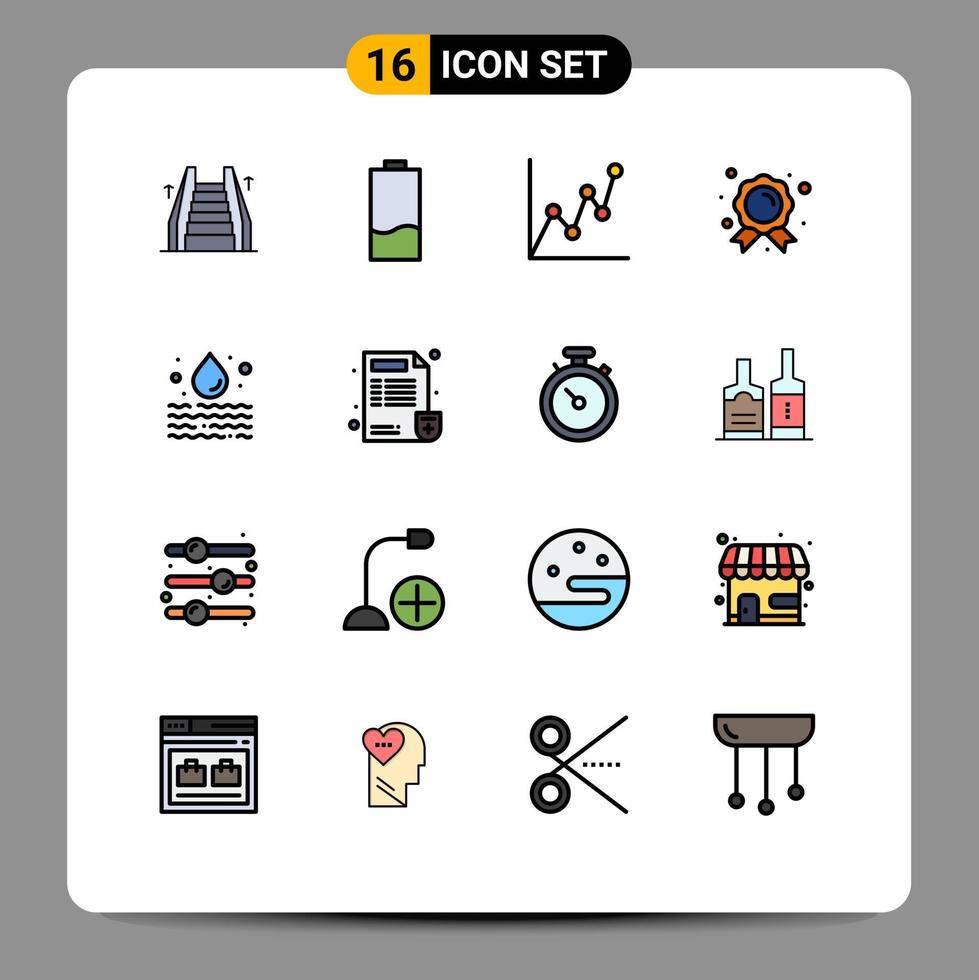 Stock-Vektor-Icon-Pack mit 16 Zeilenzeichen und Symbolen für Leckbildung Low Champion Achievement editierbare kreative Vektordesign-Elemente vektor