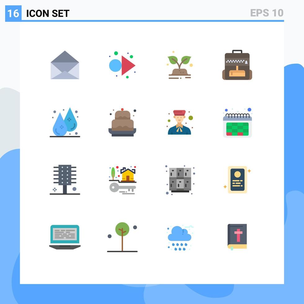 uppsättning av 16 modern ui ikoner symboler tecken för födelsedag flytande värld fuktighet skola redigerbar packa av kreativ vektor design element