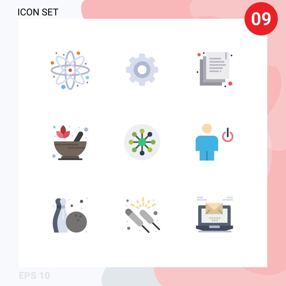 Packung mit 9 modernen flachen Farbzeichen und Symbolen für Web-Printmedien wie z vektor