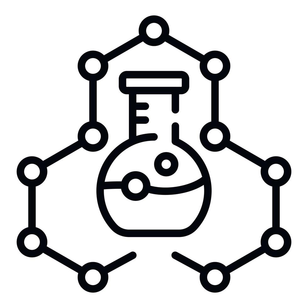 Moleküle und Flaschensymbol, Umrissstil vektor