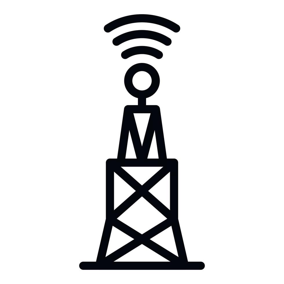 5g antenn i verkan ikon, översikt stil vektor