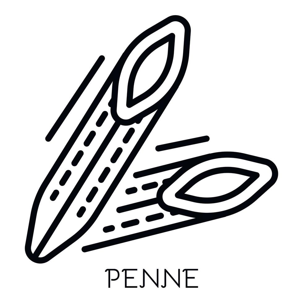 penne pasta ikon, översikt stil vektor
