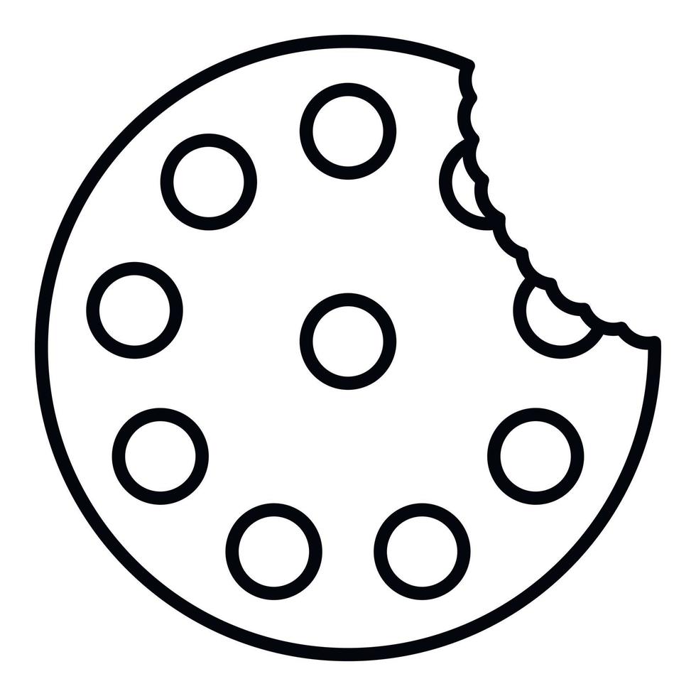 Bite Sugar Cookie-Symbol, Outline-Stil vektor