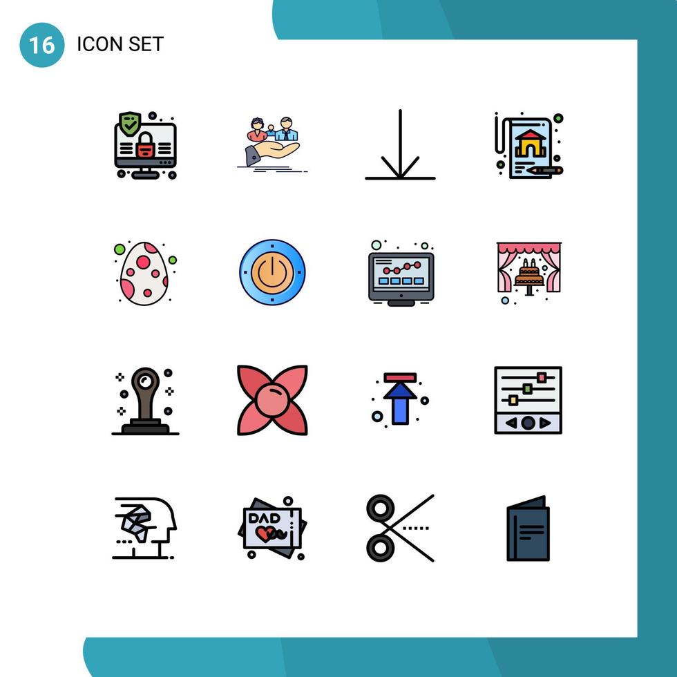platt Färg fylld linje packa av 16 universell symboler av elektricitet ägg pil påsk verklig egendom redigerbar kreativ vektor design element