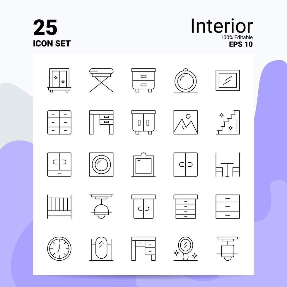 25 interiör ikon uppsättning 100 redigerbar eps 10 filer företag logotyp begrepp idéer linje ikon design vektor