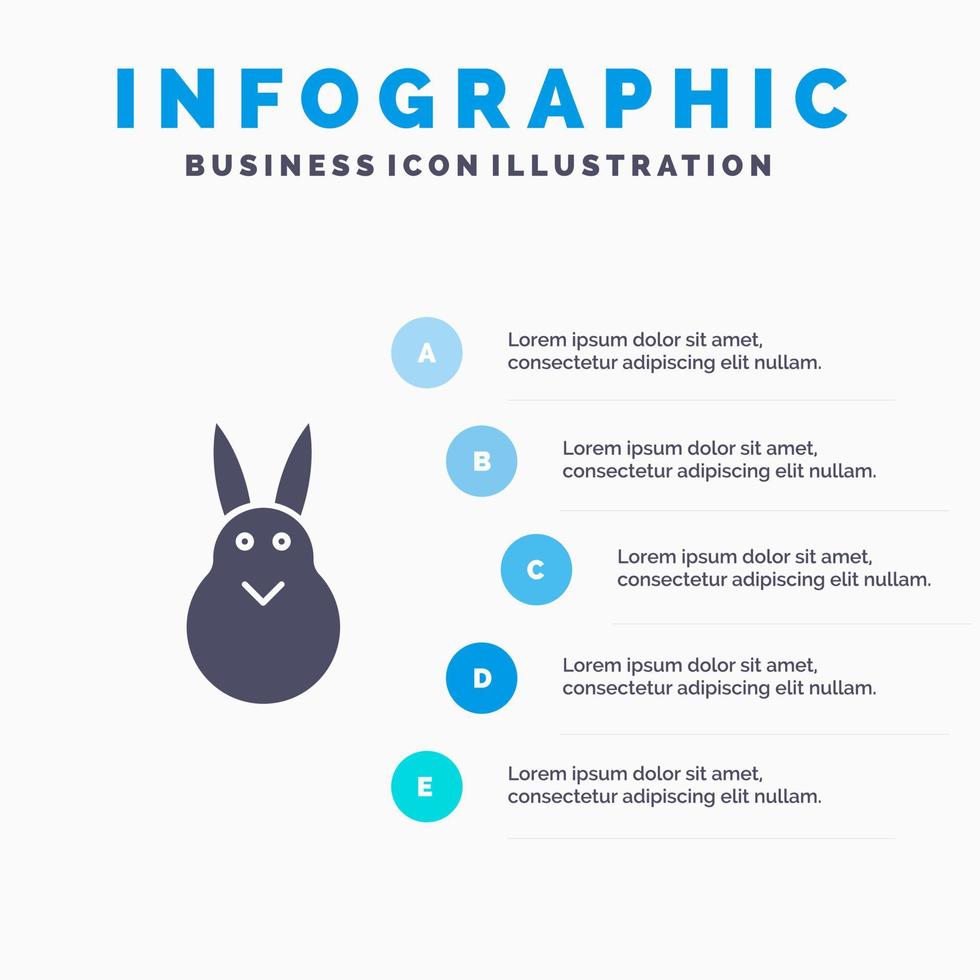 kanin påsk påsk kanin kanin fast ikon infographics 5 steg presentation bakgrund vektor